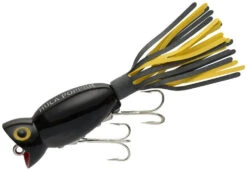 Arbogast Hula Popper Topwater Popper -Fish Edge Store Black 20Yellow 20Skirt